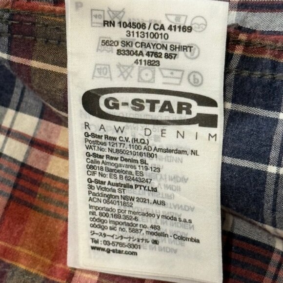 G-STAR MEN'S 5620 SKI CRAYON LONG SLEEVE PLAID SHIRT SIZE SLIM LARGE - Picture 2 of 7